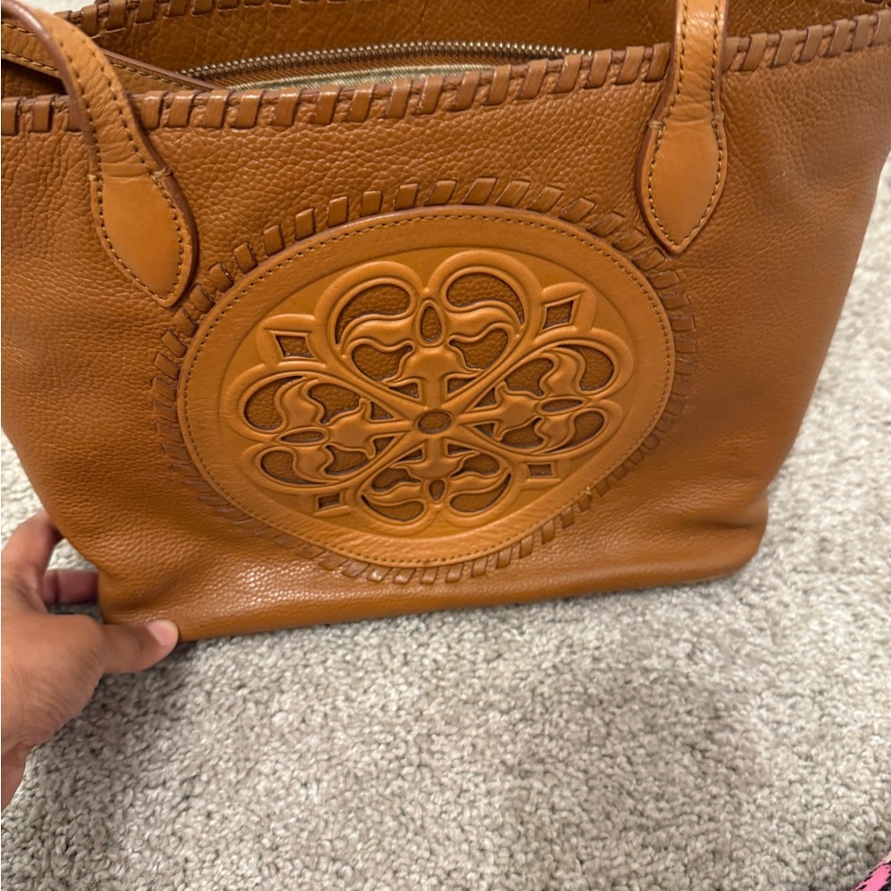 Brighton Tan Leather Tote with Embossed Design with wallet